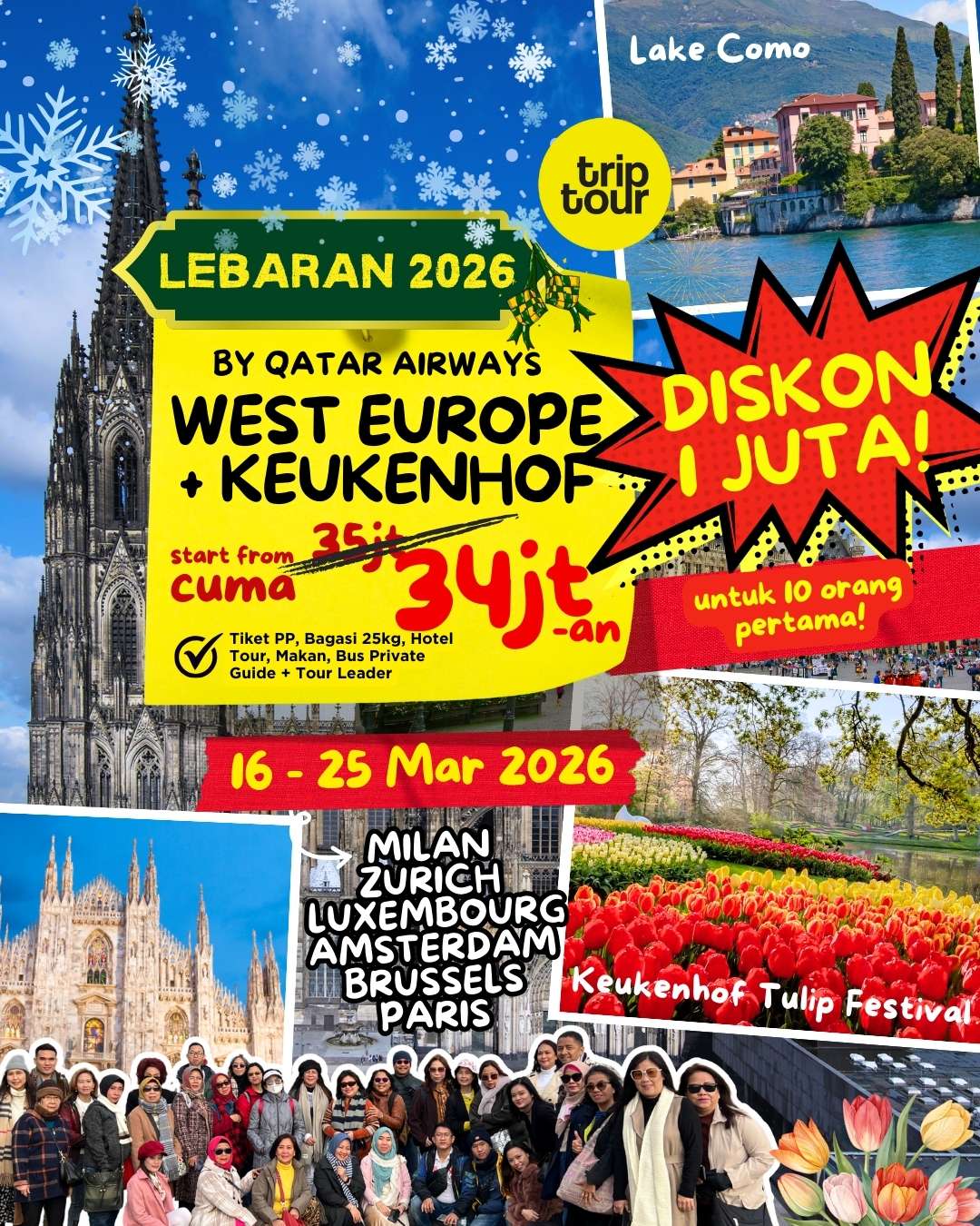 Lebaran/Keukenhof Eropa West Europe 10 Days By QR