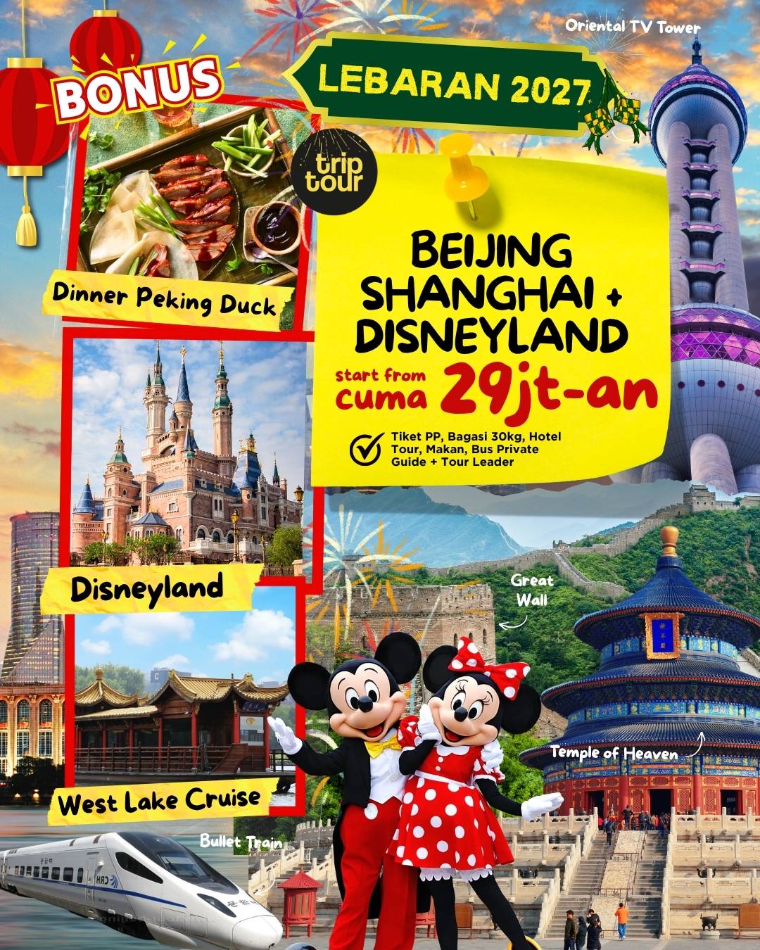 Lebaran - Beijing Shanghai + Disneyland Asia China 9 Days By GA