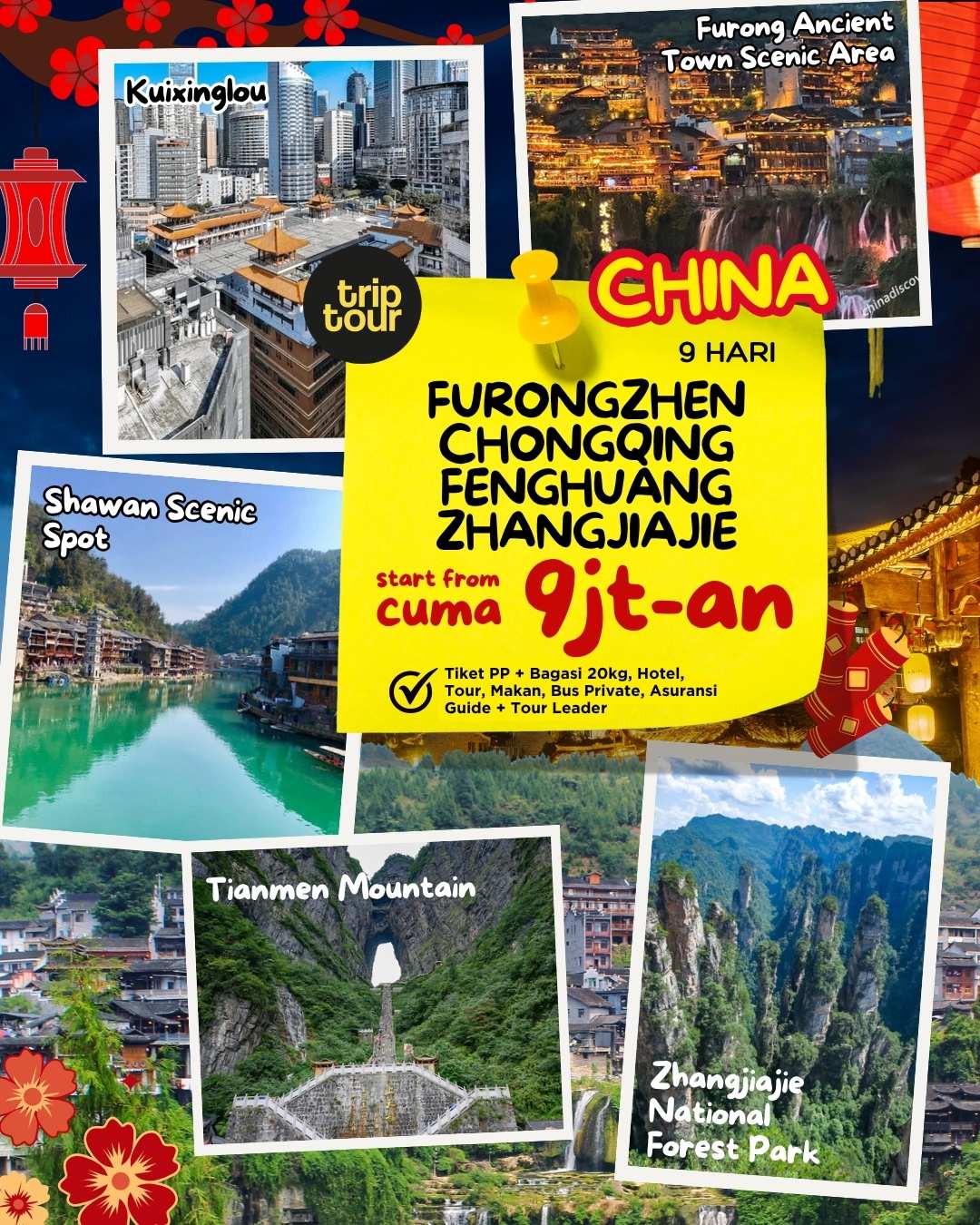 Furongzhen - Chongqing - Fenghuang - Zhangjiajie Asia China 9 Days By MH